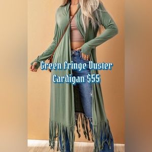 Bohemian Olive Chic Fringed Cardigan
